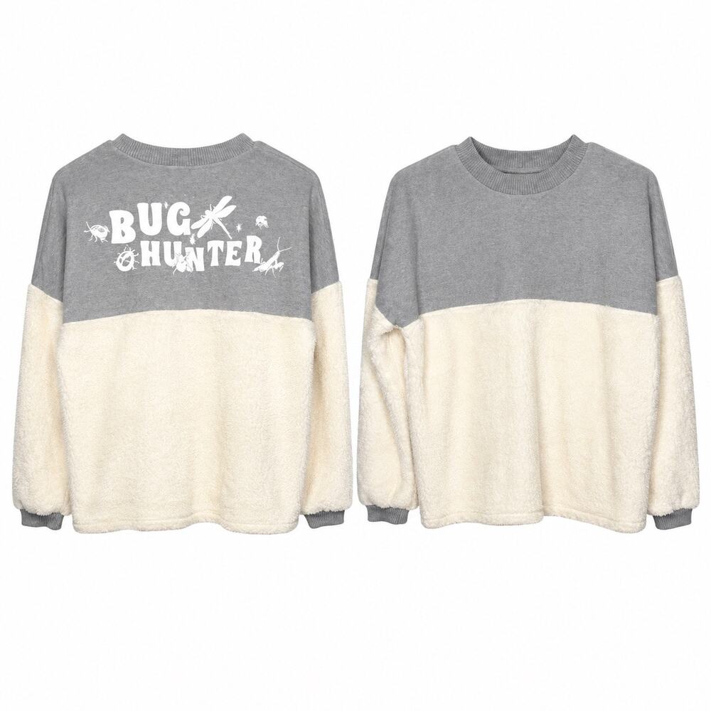 Spirit Jersey Bug Hunter Sherpa Pullover Sweatshirt Gray Cream XL Cozy Fleece